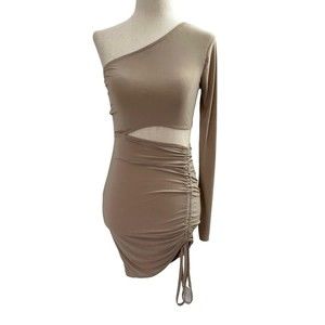 Miss Guided Women Size 2 Bodycon Cutout Dress Beige 12-560